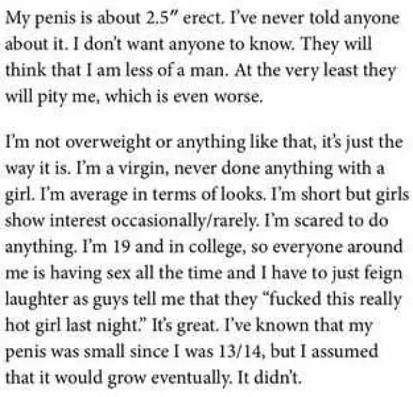 Guy with very small d**k talks about what it